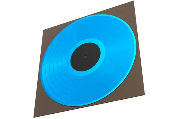 Black Vinyl Record Cover Isolated White Background Render Musical Long — 스톡 사진