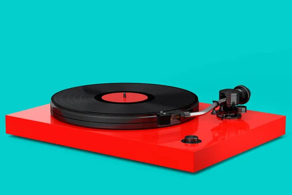 Vinyl Record Player Turntable Retro Vinyl Disk Green Background Render —  Fotos de Stock