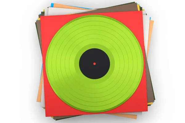 Black Vinyl Record Heap Covers Isolated White Background Render Musical — 스톡 사진