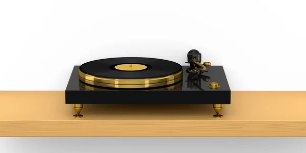 Vinyl Record Player Turntable Retro Vinyl Disk White Background Render —  Fotos de Stock