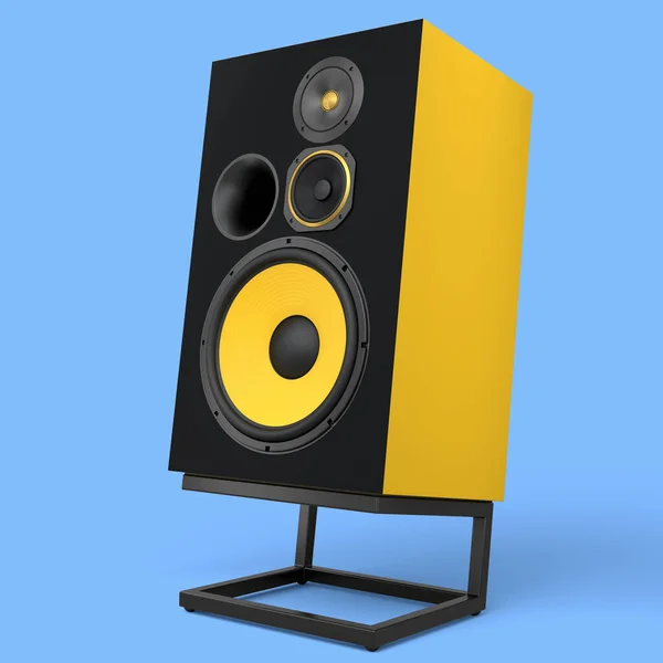 Hangszórók Hangszórókkal Állványon Elszigetelt Kék Háttérrel Render Audio Berendezések Mint — Stock Fotó