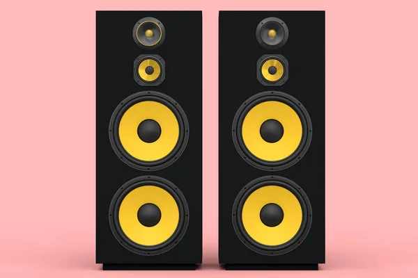 Hangszórók Hangszórókkal Elszigetelt Rózsaszín Háttérrel Render Audio Berendezések Mint Magnó — Stock Fotó