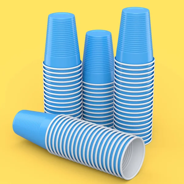 Sarı Arka Planda Izole Edilmiş Plastik Tek Kullanımlık Parti Bardağı — Stok fotoğraf