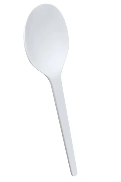 Eco Friendly Disposable Utensils Spoon White Background Render Concept Earth — Φωτογραφία Αρχείου