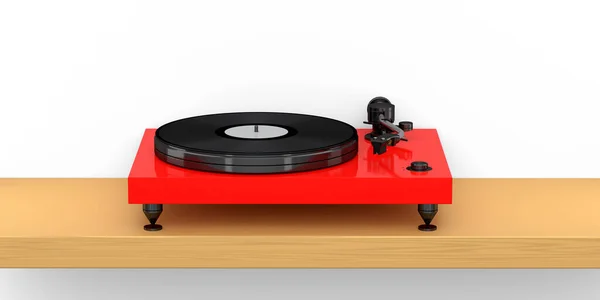 Vinyl Record Player Turntable Retro Vinyl Disk White Background Render — 图库照片