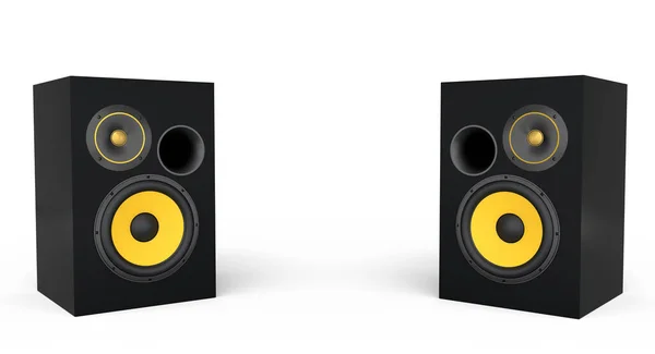 Speakers Loudspeakers Isolated White Background Render Audio Equipment Boombox Sound — Stock Photo, Image