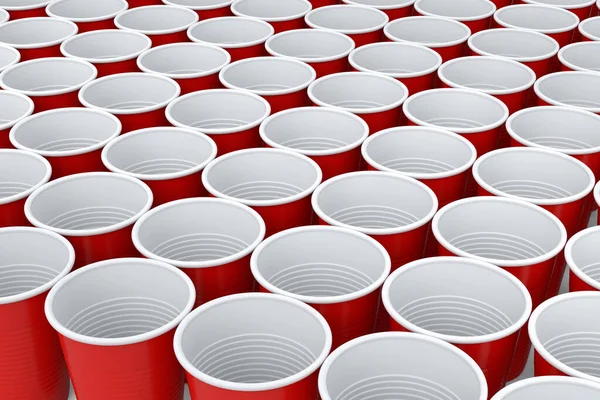 Set Plastic Disposable Party Cup Isolated White Background Render Take — Photo