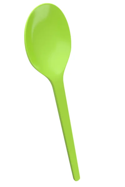 Eco Friendly Disposable Utensils Spoon White Background Render Concept Earth — ストック写真