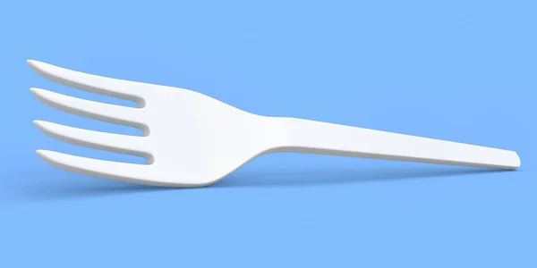 Eco Friendly Disposable Utensils Fork Blue Background Render Concept Earth — 스톡 사진