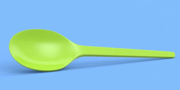 Eco Friendly Disposable Utensils Spoon Blue Background Render Concept Earth — Stockfoto