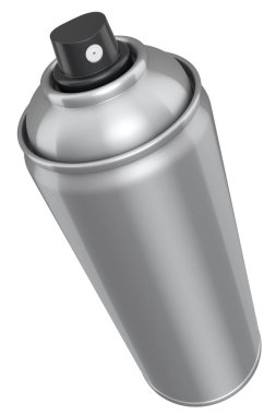 Beyaz arka planda izole edilmiş sprey boya kutusu. 3D render sprey boya şişesi ve şeker kutusu.