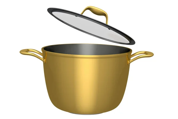 Stainless Steel Stewpot Chrome Plated Aluminum Cookware White Background Render — Stock Photo, Image