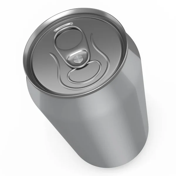 Серебряное Алюминиевое Пиво Банка Соды Изолированы Белом Фоне Визуализация Макета — стоковое фото
