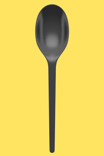 Eco Friendly Disposable Utensils Spoon Yellow Background Render Concept Earth — Fotografia de Stock