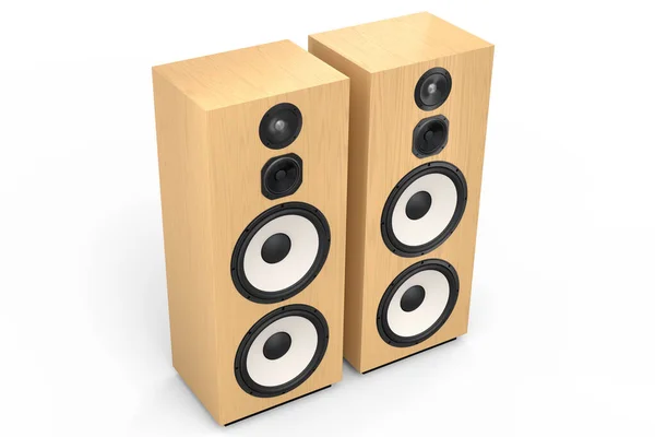 Hifi Lautsprecher Mit Isolierten Lautsprechern Auf Weißem Hintergrund Rendering Audiogeräte — Stockfoto