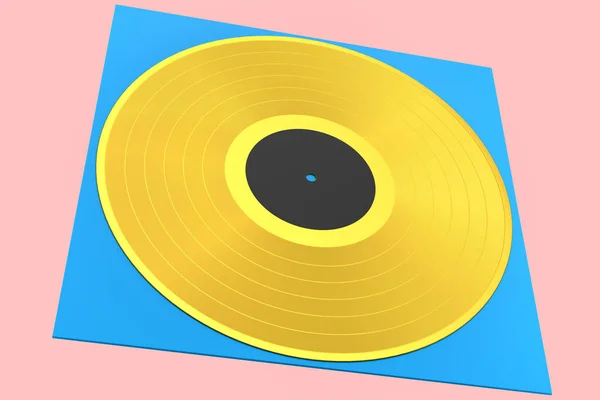 레코드와 커버가 배경에 분리되어 렌더링 Musical Long Play Album Disc — 스톡 사진