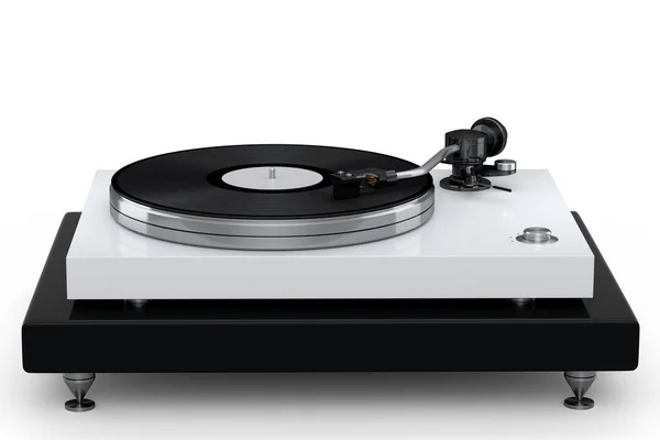 Vinyl Record Player Turntable Retro Vinyl Disk White Background Render — Zdjęcie stockowe