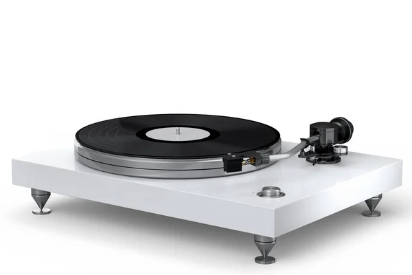 Vinyl Record Player Turntable Retro Vinyl Disk White Background Render —  Fotos de Stock