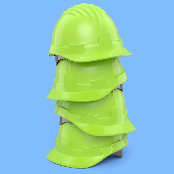 Stack Safety Helmets Hard Caps Blue Background Render Illustration Tool — Stock Photo, Image
