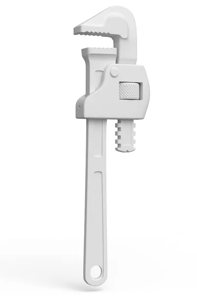 Ayarlanabilir Boru Anahtarı Anahtar Tesisatı Beyaz Monokrom Arka Planda Izole — Stok fotoğraf
