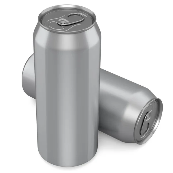 Groep Van Aluminium Bier Frisdrank Kan Geïsoleerd Witte Achtergrond Render — Stockfoto