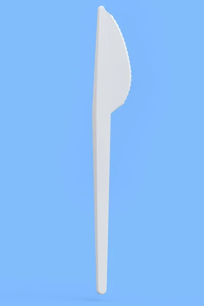 Eco Friendly Disposable Utensils Knife Blue Background Render Concept Earth — 图库照片