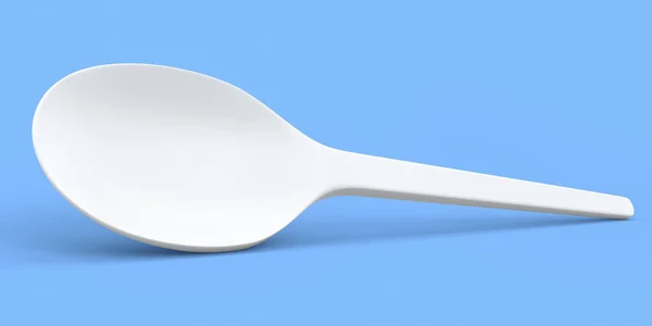 Eco Friendly Disposable Utensils Spoon Blue Background Render Concept Earth — Stock Fotó