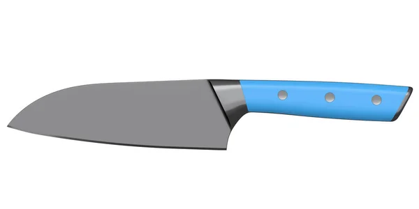 Chef Kitchen Knife Wooden Handle Isolated White Background Render Santoku — Stock Photo, Image