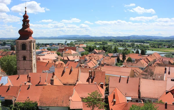 Ptuj a řeka Dráva, Slovinsko — Stock fotografie