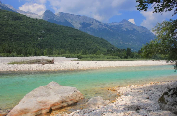 Soca Flusslandschaft, julianische Alpen, Slowenien — Stockfoto