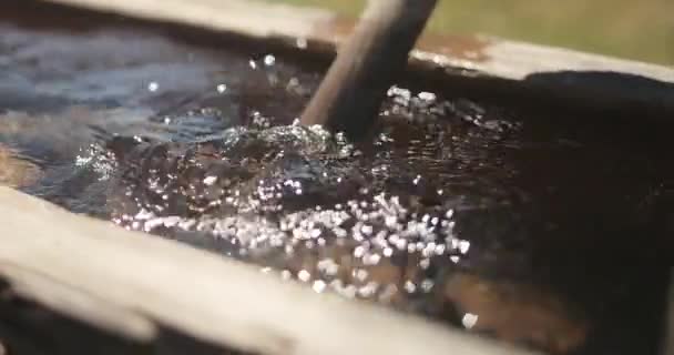 Super close-up beelden van een hand het plaatsen van een instrument in een bad met water en het wassen van de handen daarna. — Stockvideo