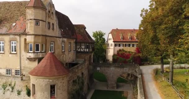Aerial Copter Flight Close View Old Historic Stettenfels Castle Summer — Stock video