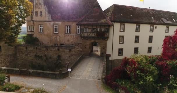 Entrance Historic Stettenfels Castle Surrounded Beautiful Blooming Garden Panorama View — Stockvideo