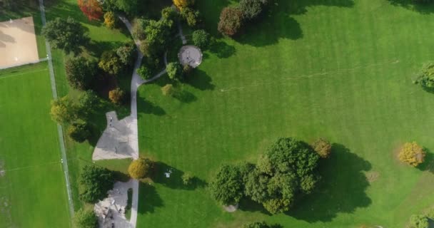 Aerial Top View Beautiful Green Wertwiesenpark Flowing Nacker River Nature — Vídeos de Stock