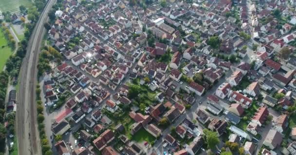 Heilbronn Germany Panorama View Aerial Copter Flight Rooftops Streets Summer — Stock video