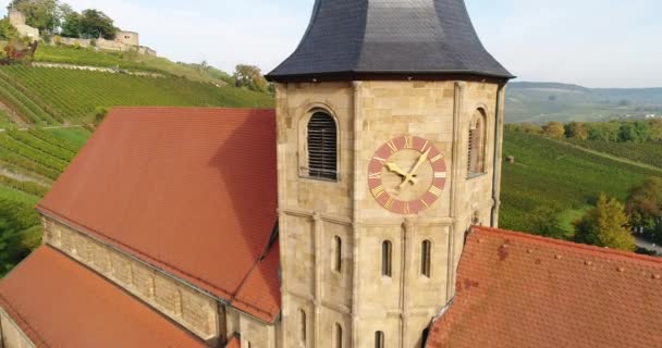 Circling Old Historic Johanneskirche Beautiful Sunny Weinberg Town Germany Heilbronn — Vídeo de Stock