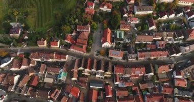 Aerial copter flight over beautiful town Weinsberg in Heilbronn district, Germany. Top view. 4k footage