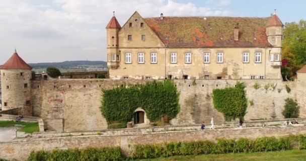Flying Copter Historic Stettenfels Castle Weinsberg Town Heilbronn District Germany — Stock video