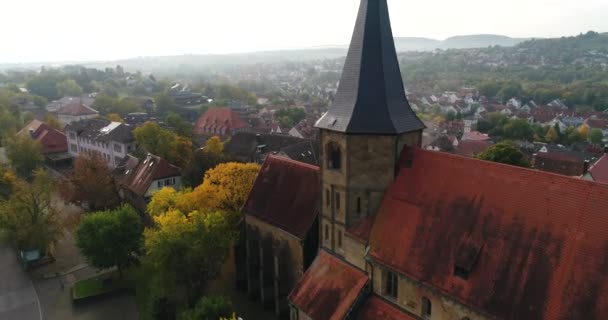 Panorama View Dlying Copter Beautiful Rustic City Weinsberg Heilbronn District — Video Stock