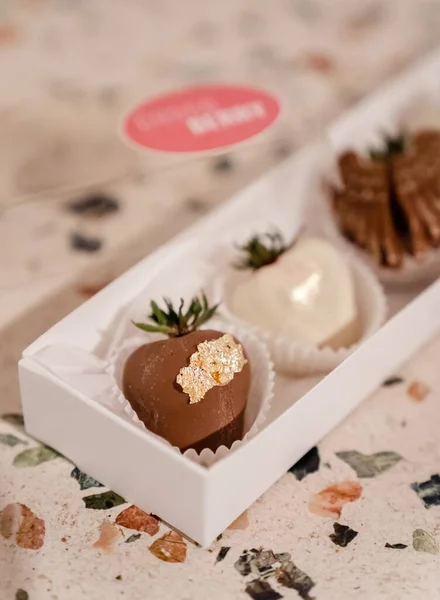 Chocolate Candies White Plate — Stock Photo, Image