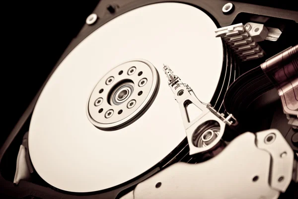 Hard Disk detail on black — Stock Photo, Image