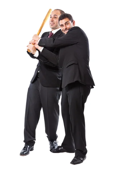 Two Businessman and a baseball bat — Stock Photo, Image