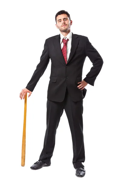 Businessman with baseball bat — Stock Photo, Image