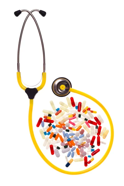 Pills and stethoscope — Stock Photo, Image