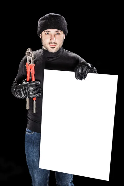 Burglar and billboard — Stock Photo, Image