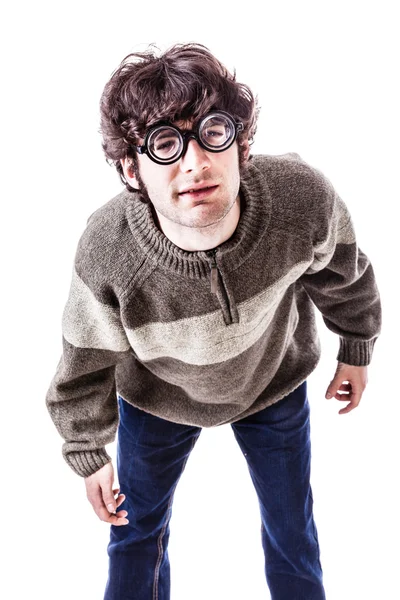 Poor sight casual student — Stock Photo, Image