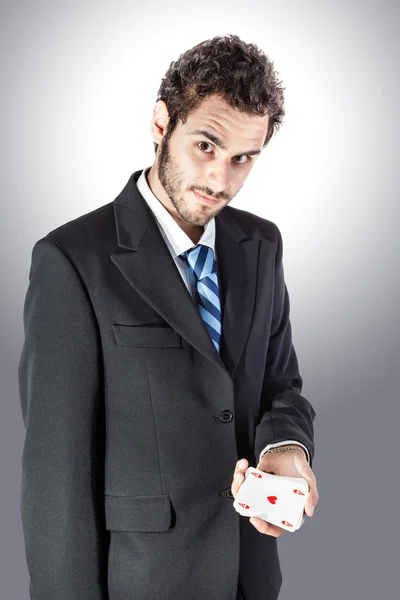 Businessman with an ace — Stock Photo, Image
