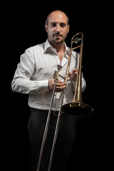 Tocando meu trombone — Fotografia de Stock