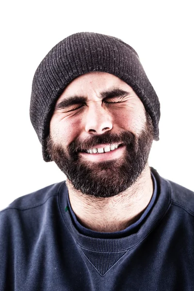 Bearded man cheering — Stock Photo, Image