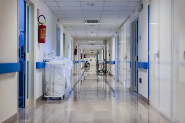 Hospital corridor at night — Stock Photo, Image